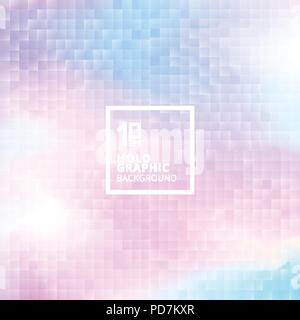 Holographic background with mosaic texture. Geometric squares pattern on hologram glith. Multicolor smooth pastel wallpaper. Colourful rainbow color.  Stock Vector