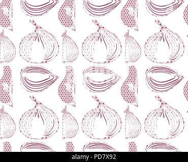 Shallots pattern vector with Japanese pattern background. Food shape decoration. Stock Vector
