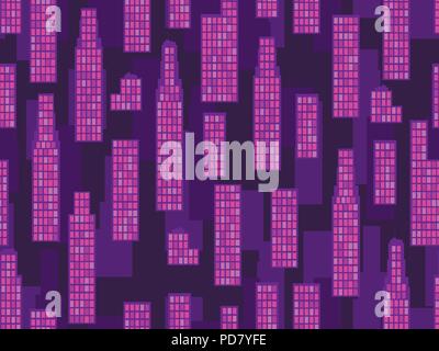 City seamless pattern. Сityscape, skyscrapers. Retro futuristic. Vector illustration Stock Vector