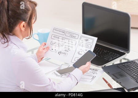 Designer working at new mobile applications Stock Photo