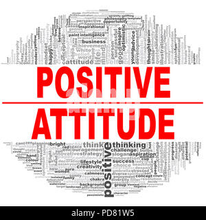 Positive attitude word cloud. Creative illustration of idea word lettering typography . 3D rendering. Stock Photo