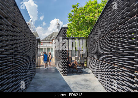Serpentine gallery annual summer pavilion designed by Mexican Frida Escobedo.  2018 London England, United Kingdom, Europe Stock Photo