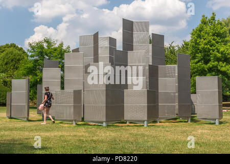 Optic Labyrinth' by Conrad Shawcross, part of Frieze Sculpture 2018 in Regent's Park, London, England, United Kingdom, Europe Stock Photo