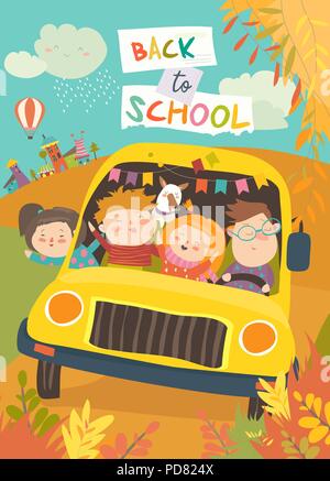 Children on the way to school Stock Vector