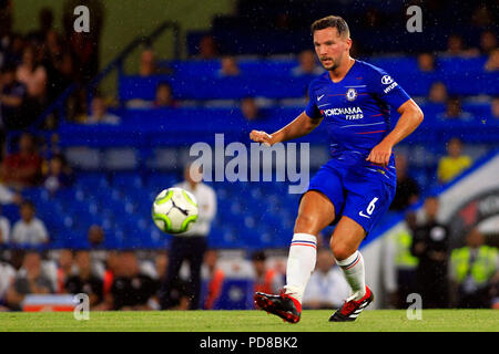 Danny Drinkwater of Chelsea in action. International Champions cup match, Chelsea v Lyon at Stamford Bridge in London on Tuesday 7th August 2018.  this image may only be used for Editorial purposes. Editorial use only, license required for commercial use. No use in betting, games or a single club/league/player publications. pic by Steffan Bowen/ Andrew Orchard sports photography/Alamy Live news Stock Photo