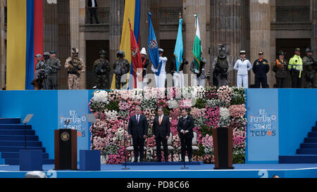 Bogota, Colombia. 7th August 2018. Inauguration of the new President of Colombia, Mr. Ivan Duque. The event was held at the Bolivar Square in Bogota, Colombia. Credit: Luis Gomez/Alamy Live News Stock Photo