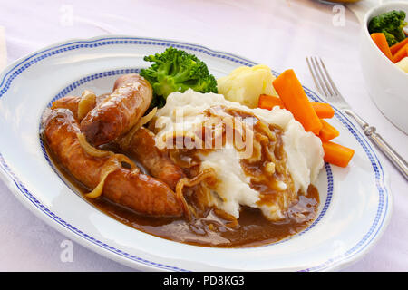 traditional sausage and mashed potato meal Stock Photo