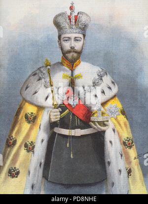 Tsar Nicholas II of Russia. 1868-1918. The last emperor of Russia. Illustration from Le Petit Journal 24 May 1896 in connection with his coronation in Moscow. Stock Photo