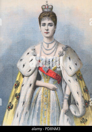 Tsar Nicholas II of Russia. 1868-1918. The last emperor of Russia. Pictured here his wife Empress Alexandra. 1872-1918. Illustration from Le Petit Journal 24 May 1896 in connection with their coronation in Moscow 1986. Stock Photo