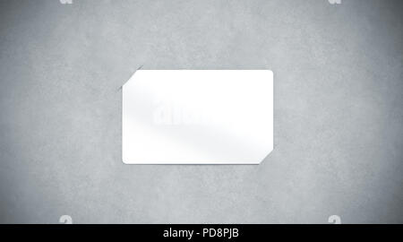 Blank white paper card holder mock up top view, 3d rendering. Empty plastic card inside paper sheet mockup. Customer loyal booklet template Stock Photo