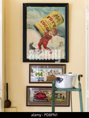 Three framed vintage food posters Stock Photo