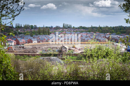 Taylor Wimpey and Barratt Housing development on the old industrial  Brunner Mond UK chemical works site in Winnington, Northwich, Cheshire. Stock Photo