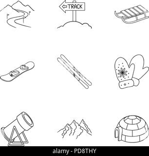 Ski resort set icons in outline style. Big collection of ski resort vector symbol stock Stock Vector
