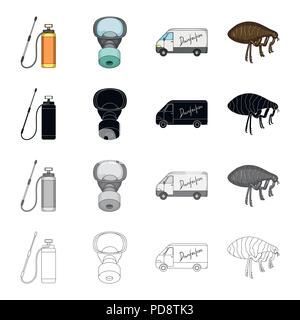 Pest, poison, personnel and equipment cartoon icons in set collection for design. Pest control service vector symbol stock illustration. Stock Vector