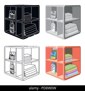 A rack in the bathroom for laundry and detergents. Furniture single icon in cartoon style Isometric vector symbol stock illustration . Stock Vector