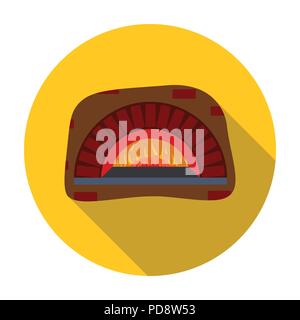 Wood-fired oven icon in flat style isolated on white background. Pizza and pizzeria symbol vector illustration. Stock Vector