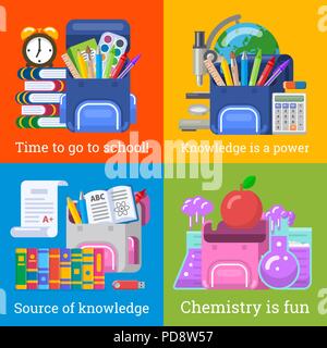 Four nice school banners for education design Stock Vector