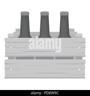 Box with beer icon in monochrome style isolated on white background. Oktoberfest symbol vector illustration. Stock Vector