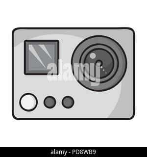 Action camera icon in monochrome style isolated on white background. Ski resort symbol vector illustration. Stock Vector