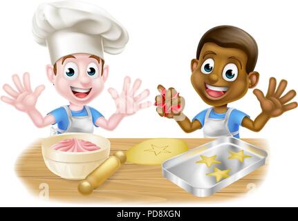 Cartoon Boys Baking Stock Vector