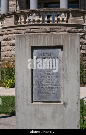 Flame of Freedom in front of the Cascade County Courthouse, Great Falls, Montana, USA Stock Photo