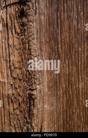 Close-up view of weathered wood grain background texture Stock Photo