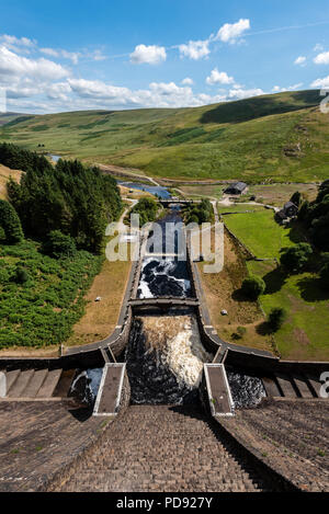 Elan valley reservoirs in a dry and very hot summer time in the welsh countryside Stock Photo