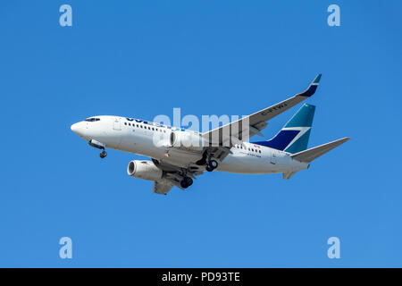 Vancouver, Canada - Circa 2018 : Boeing 737 in Westjet Livery Stock Photo