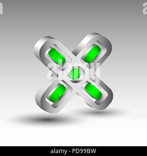 3d letter logo with green elements Stock Vector