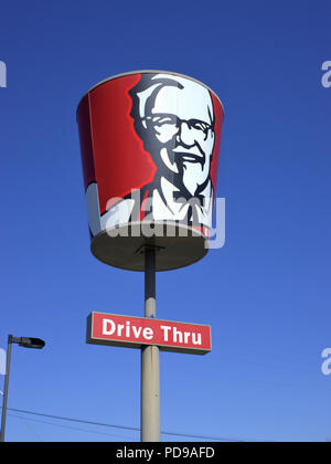 KFC Drive Through sign post in Australian town of Casino in New South Wales on 6 August 2018. Illustrative editorial only.