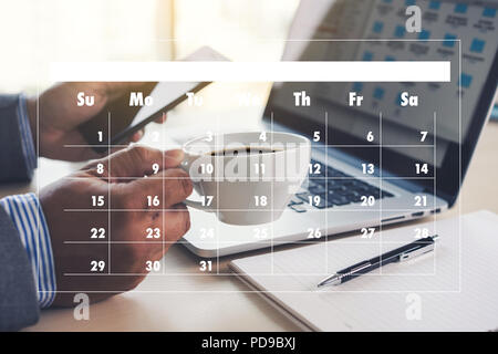 Agenda Activity on conputer Business man Making Agenda Information Calendar Events and Meeting Organizer Stock Photo