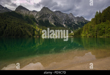 View of Anterselva lake on cloudy day in Italy Stock Photo