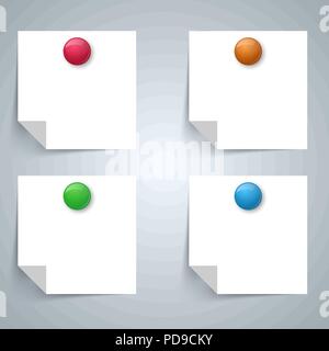 Square paper with magnet - business infographic. four items. Stock Vector