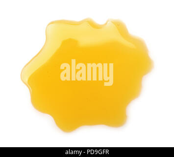 Top view of honey puddle isolated on white Stock Photo
