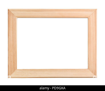 Front view of unpainted wood pictures frame isolated on white Stock Photo