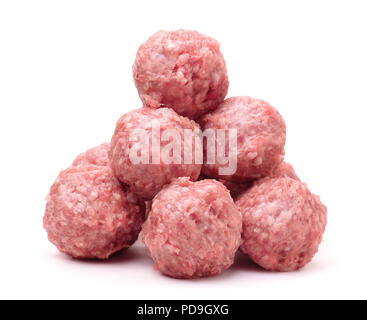 Pile of fresh raw meatballs isolated on white Stock Photo