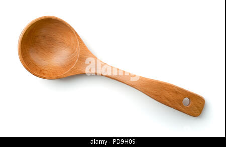 Top view of empty wooden spoon isolated on white Stock Photo