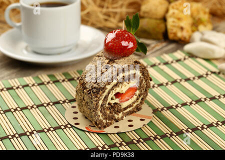 Sponge Roll Cake with Cocoa Stock Photo