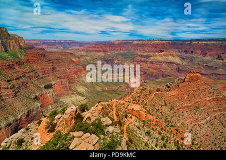 Hiking Through the Grand Canyon is an amazing experience. Stock Photo