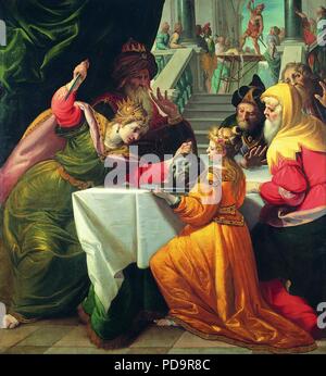 Andrea Ansaldo - Herodias presented with the Head of the Baptist by Salome - Stock Photo
