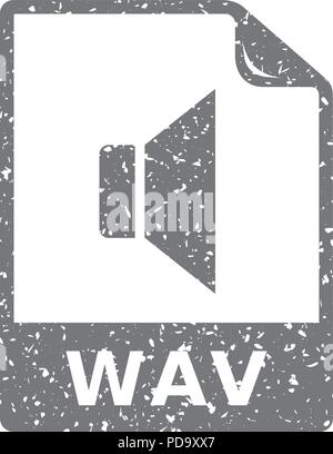 Audio file format icon in halftone style. Grunge background vector ...