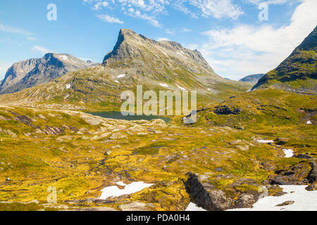 Mountain valley landscape next to Trollstigen, Norway Stock Photo