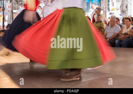 Alcala, Tenerife, Canary Islands. 30 May 2018. Musicians and dancers from local folkloric groups performing traditional song and dance in typical trad Stock Photo