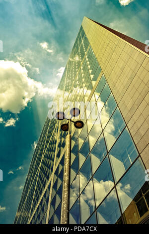 Vertical photo of a office building glass front. Stock Photo