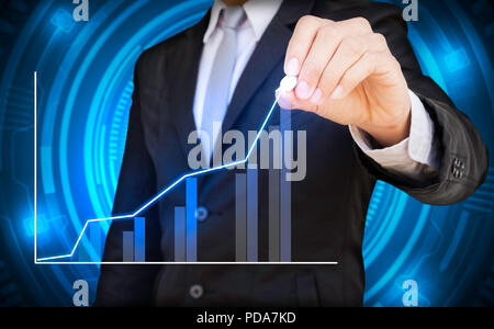 businessman hand working with new modern computer and business strategy as concept Stock Photo