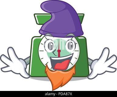 Elf kitchen scale character cartoon Stock Vector
