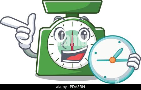 With clock kitchen scale character cartoon Stock Vector