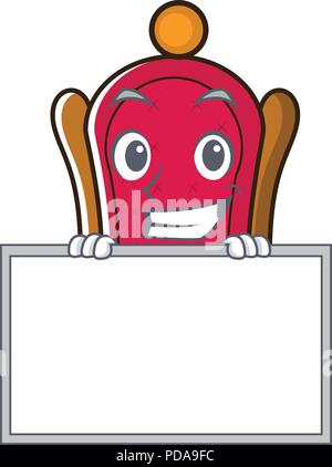 Grinning with board king throne character cartoon Stock Vector