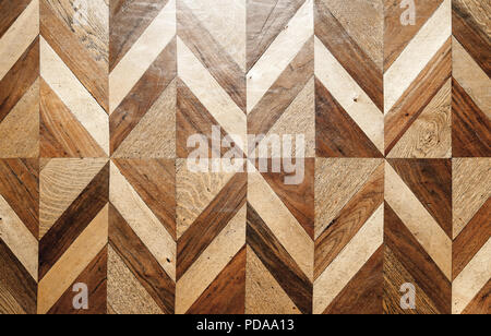 Natural wooden parquet flooring design, geometric pattern. Front view, Background photo texture Stock Photo