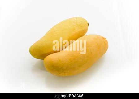 Two mangoes isolated on white background Stock Photo
